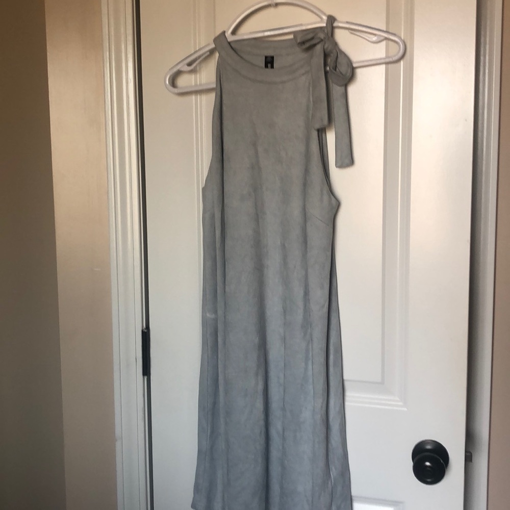 Suede baby blue bow dress